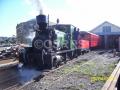 After just being pulled from service, B10 pushes her last train back into the shed. April 2007