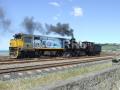 Rogers K92 of 1878 meets the current day motive power in the Oamaru Railway Yard